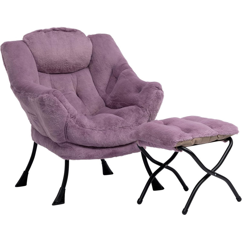 Armchair Accent Chair Lazy Chair with Footstool, Purple