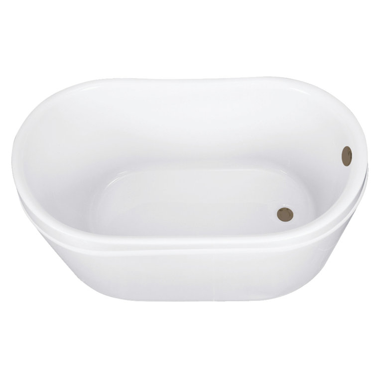 Kingston Brass Aqua Eden 52-Inch Acrylic Oval Double Slipper Freestanding Tub with Overflow/Drain Assembly