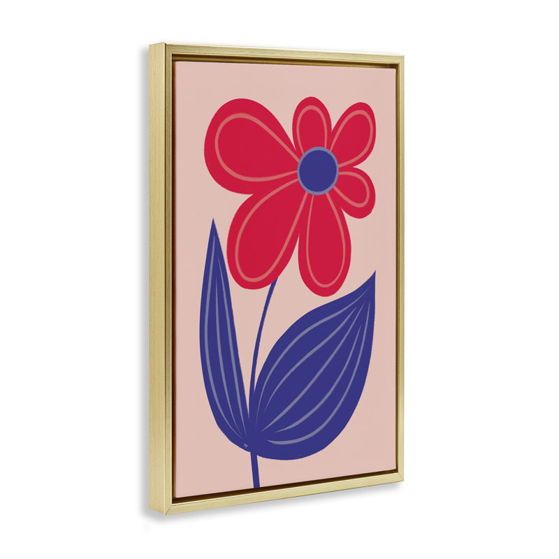 Cadre flottant en forme de marguerite rouge audacieux, design par Martina Pavlova, H 25 po x l 17 po