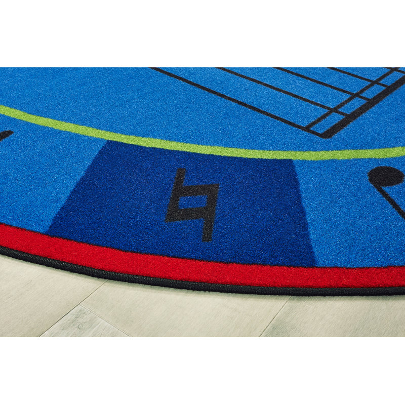 A-Sharp Music & Education Oval 6' x 9' Blue Synthetic Area Rug for Kids