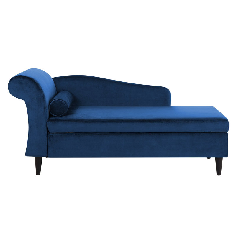 Pulliam Velvet Chaise Lounge, Dark Blue