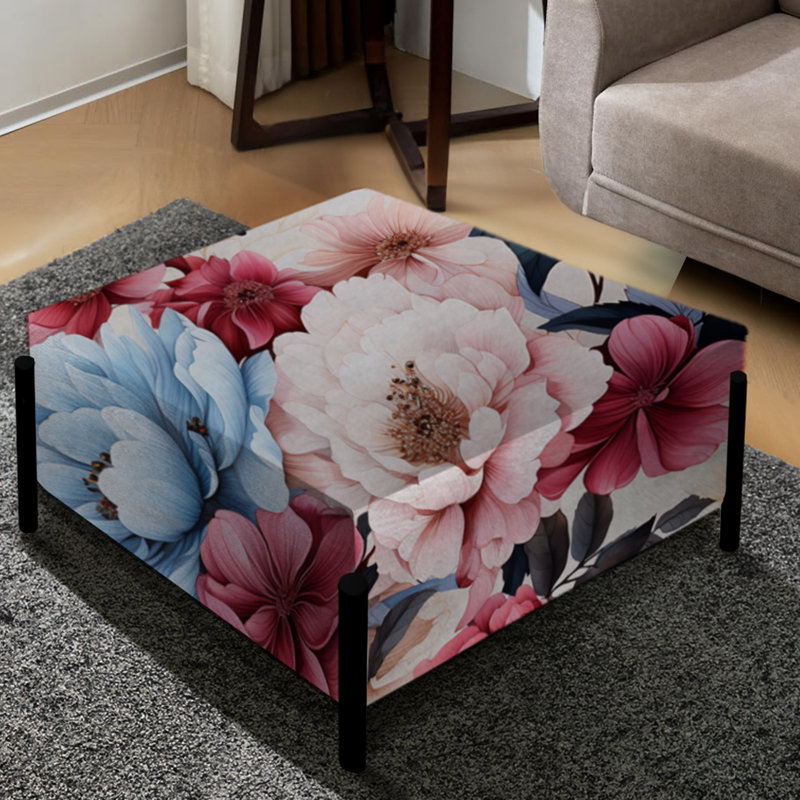 Watercolor Dreams Motif floral - Grand repose-pieds carré floral
