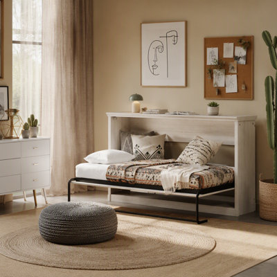 Lit escamotable horizontal simple, lit escamotable peu encombrant, armoire pliable, idéal pour les chambres d'amis et les bureaux à domicile