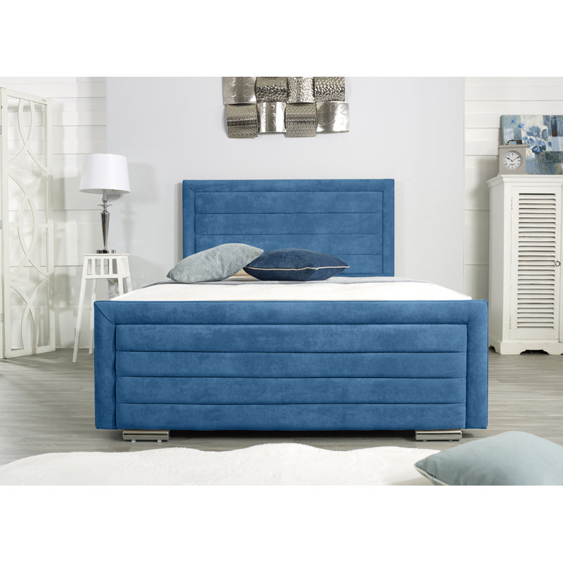 Frazee Upholstered Bed Frame, Double (4'6), Blue