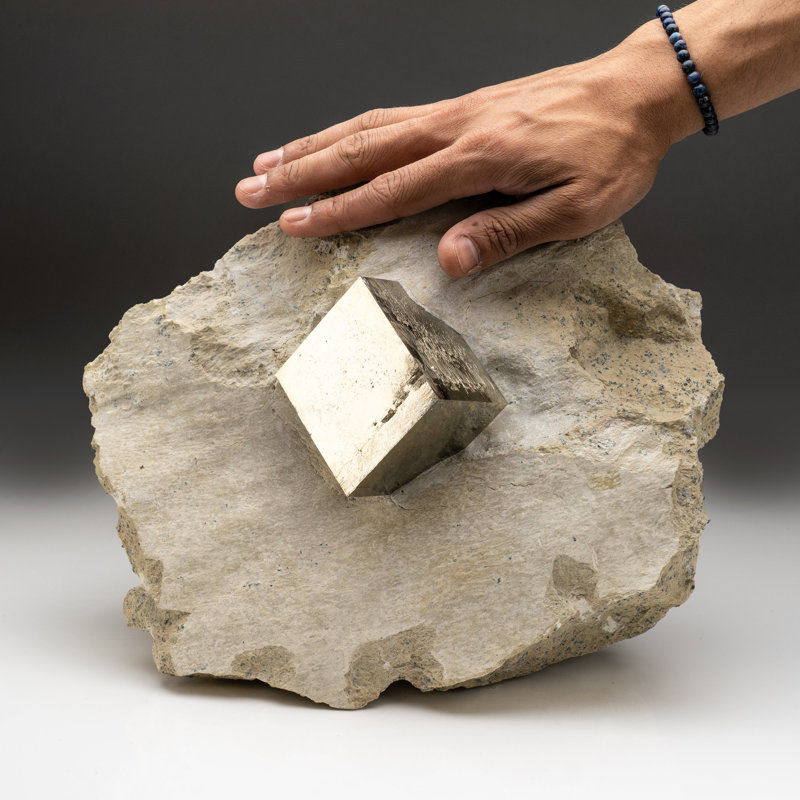 Large Genuine Pyrite Cube on Matrix