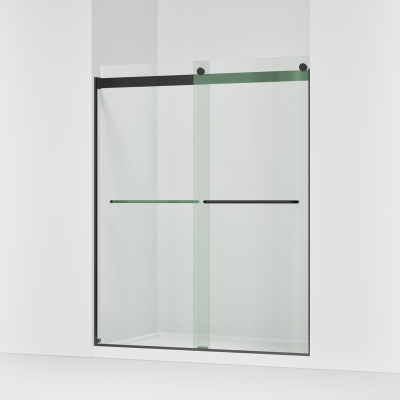 Levity 59.63" x 74" Bypass Shower Door with CleanCoat® Technology, Crystal Clear, Matte Black