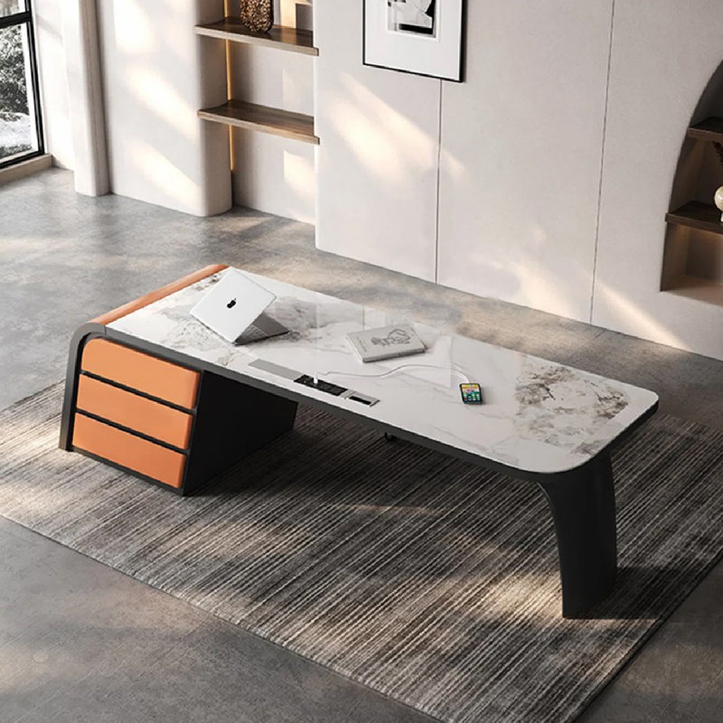 Bureau de luxe Luxury, Noir / Orange, H 29,92 po x l 70,87 po x P 27,56 po