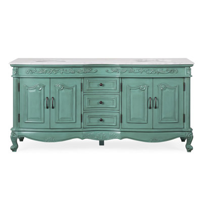 Ola 72.25'' Double Bathroom Vanity with Carrara Marble Top