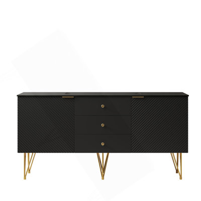 60" Freestanding Black Plywood Cabinet With 3 Drawers And 2 Doors, Black Sintered Stone Top, NO Basin, NO Faucet And Sink Cover