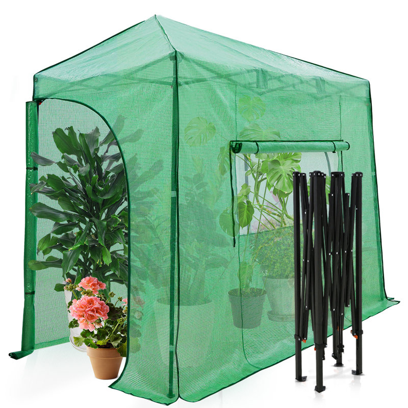 Pavillon de jardin en métal L 5 pi. D Serre adossée, Vert