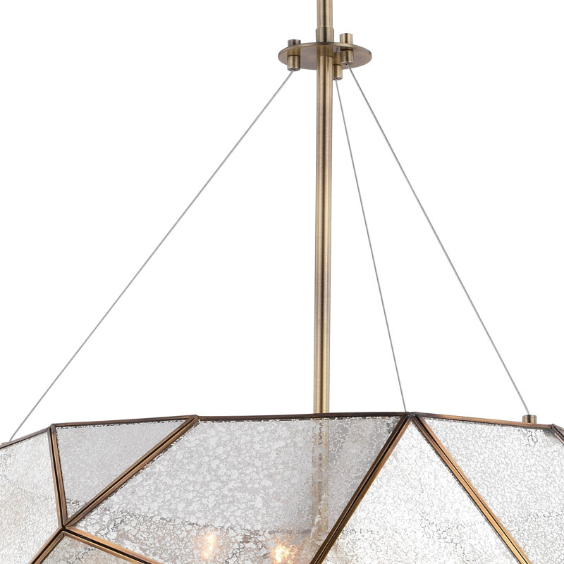 Euclid 24-Inch Aged Brass Drum Pendant Light with Mercury Glass