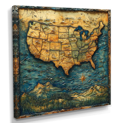 Anab Vintage 19 Centruy Us Map I - carte des États-Unis, art mural sur toile