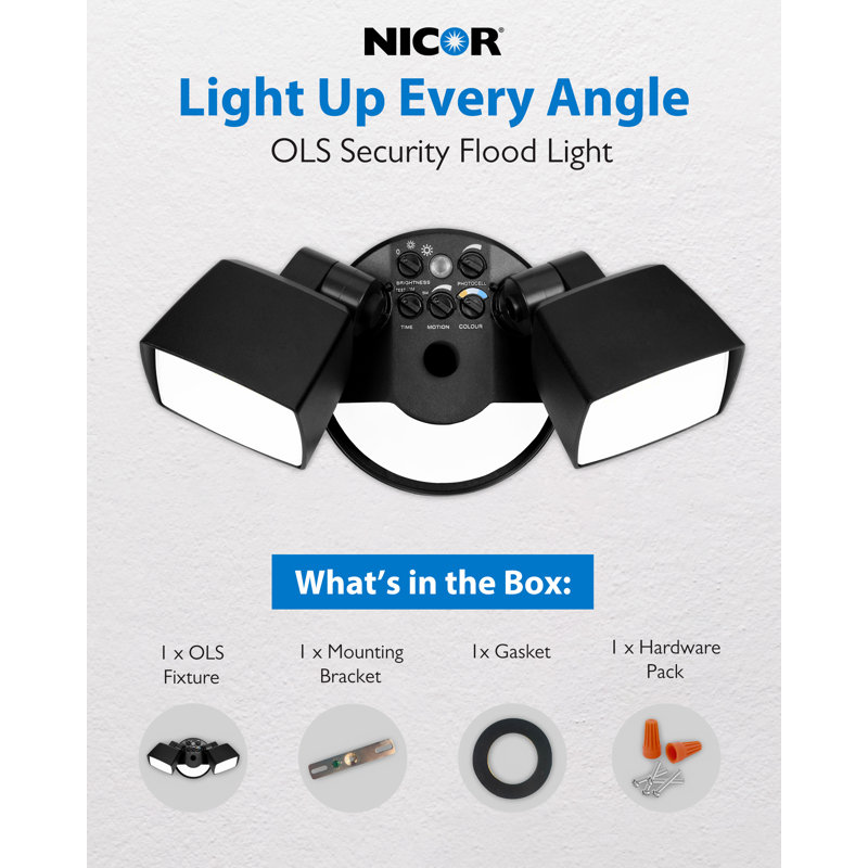 Black Selectable LED Outdoor Security Flood Light With PIR Sensor, Black