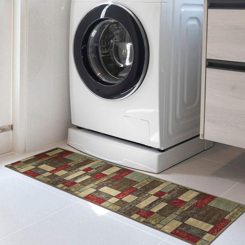 Multicolor Synthetic Non-Slip Runner Rug 1'10" x 7'