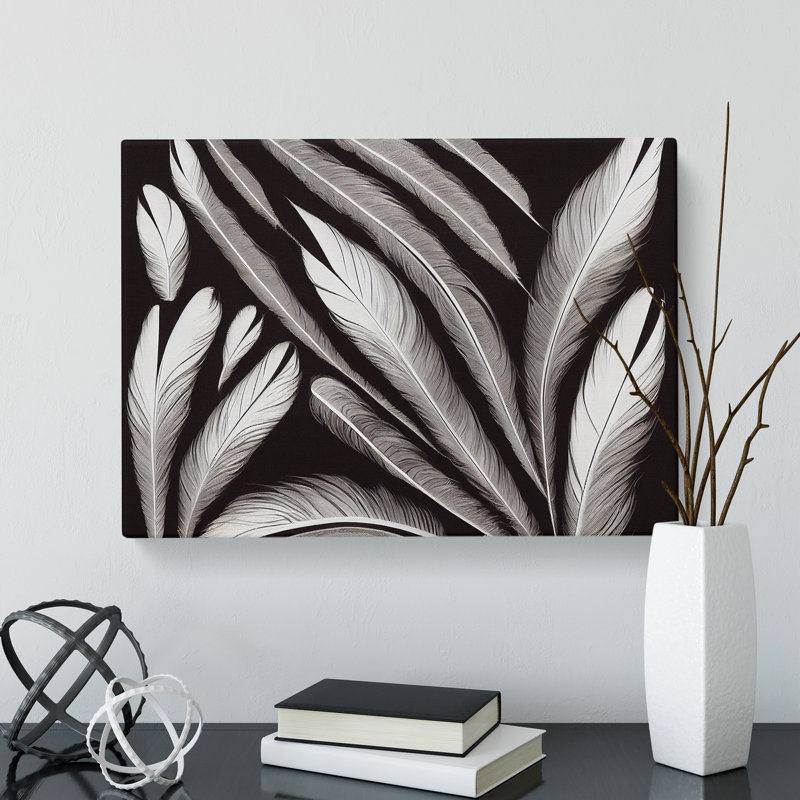 Artistic Bird Feathers - Wrapped Canvas, 50cm H x 76cm W x 3cm D