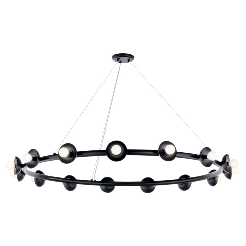 Lustre rond à 15 lumières Palta, Noir