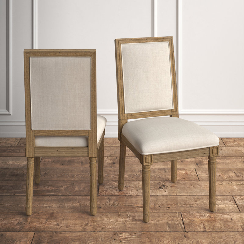 Hildemar 20.5'' H Linen Upholstered Side Chair, Natural, Beige