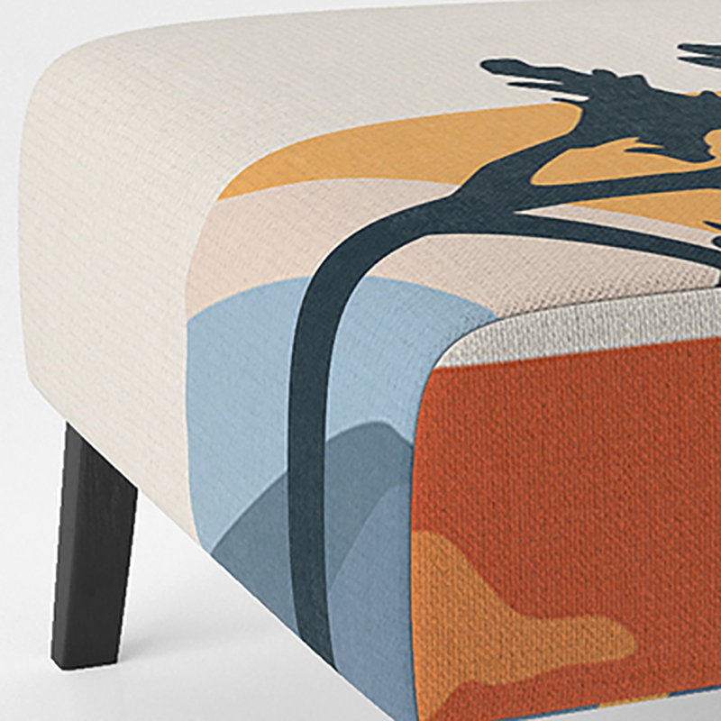 Fauteuil de chambre moderne rembourré en velours Brechta Vibrant Curve Design II, Blanc / marron / bleu