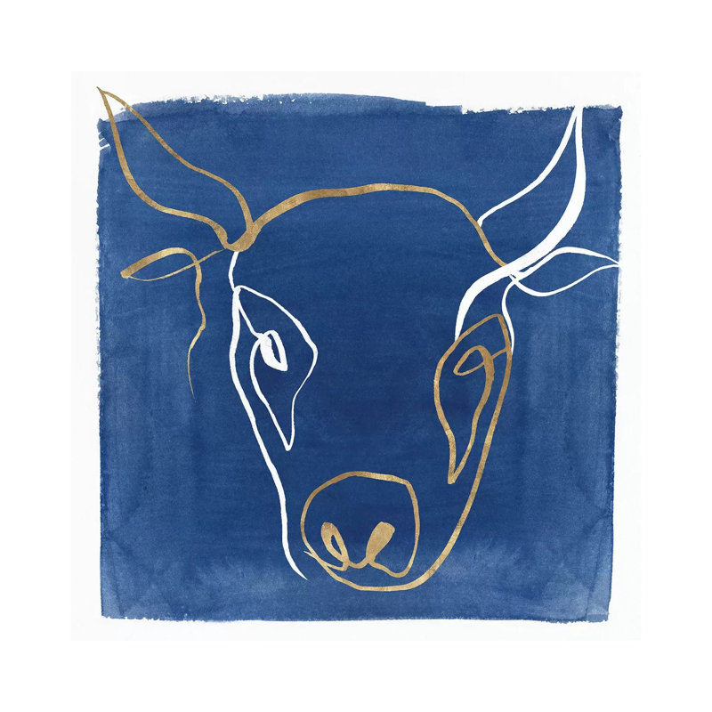 " Indigo Ox " by Isabelle Z, Wrapped Canvas, 37'' H x 37'' W x 1.5'' D, No Mat
