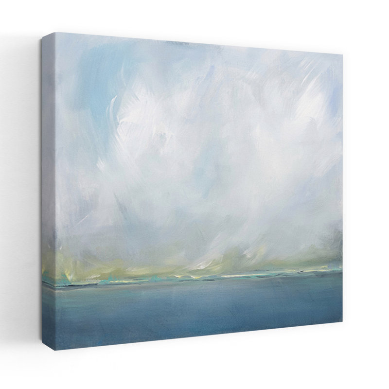 Art contemporain contemporain, paysage de poisson côtier minimaliste abstrait, H 32 po x l 32 po