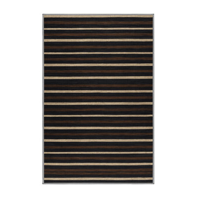 Machine Washable Horizontal Stripes Grey Area Rug
