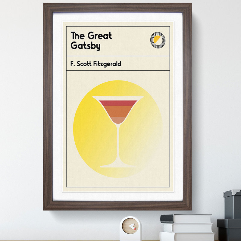 Book Cover the Great Gatsby F. Scott Fitzgerald - Picture Frame Graphic Art, Walnut, 65cm H x 48cm W x 2cm D
