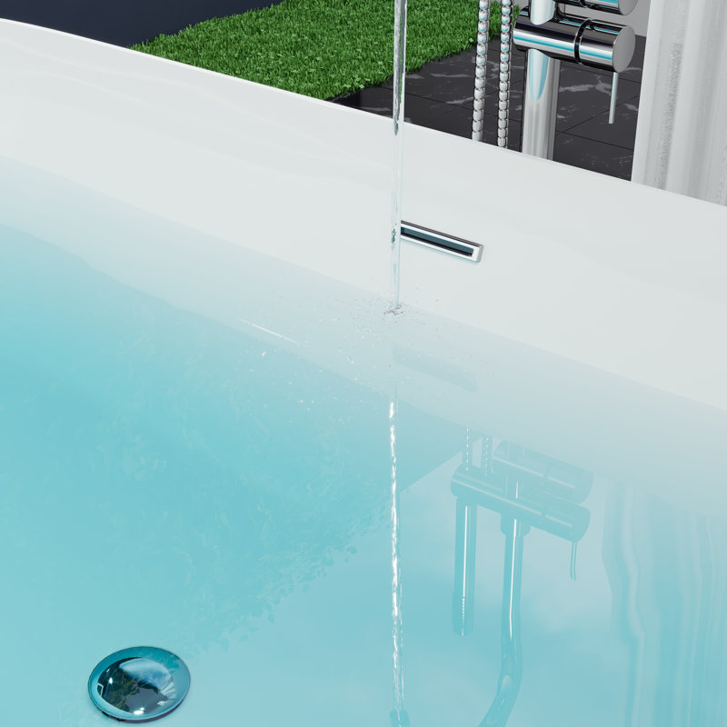 Rejoice 59'' White Acrylic Freestanding Soaking Bathtub