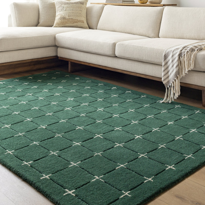 Mallory Green Hand Tufted Area Rug, Rectangle 9' x 12'