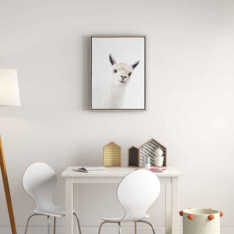 "Animal Studio Alpaca" par Amy Peterson, reproduction d'art sur toile encadrée, Cadre gris