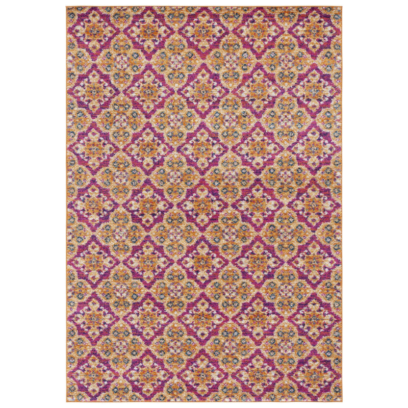 Christa Southwestern Pink/Gold Area Rug, Rectangle 3' x 5'