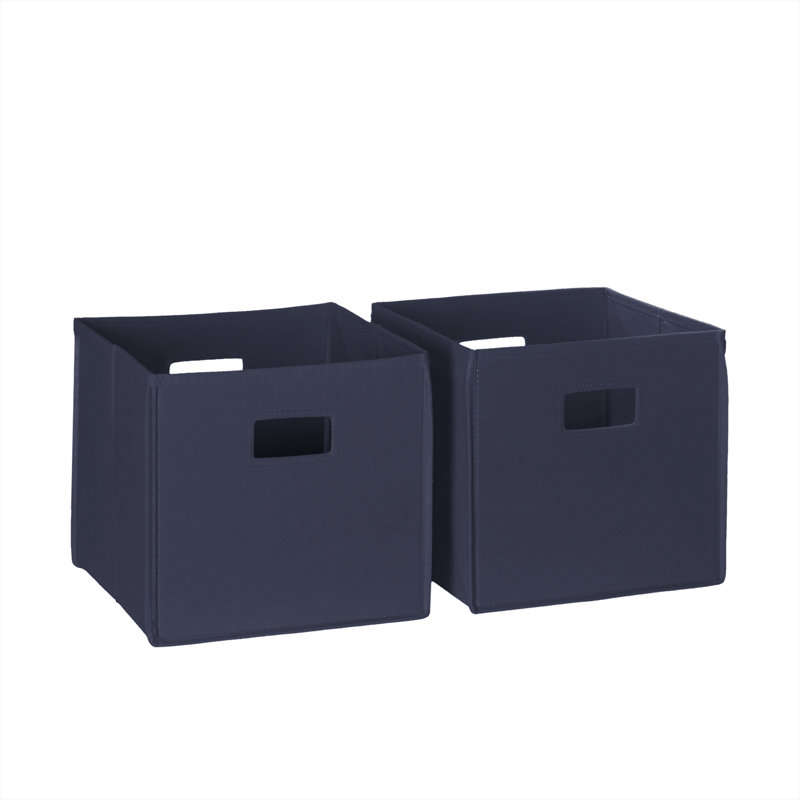 RiverRidge Kids 2pc Fabric Collapsible Storage Cube Organizers with Handles for Playroom Organization - Navy, Navy