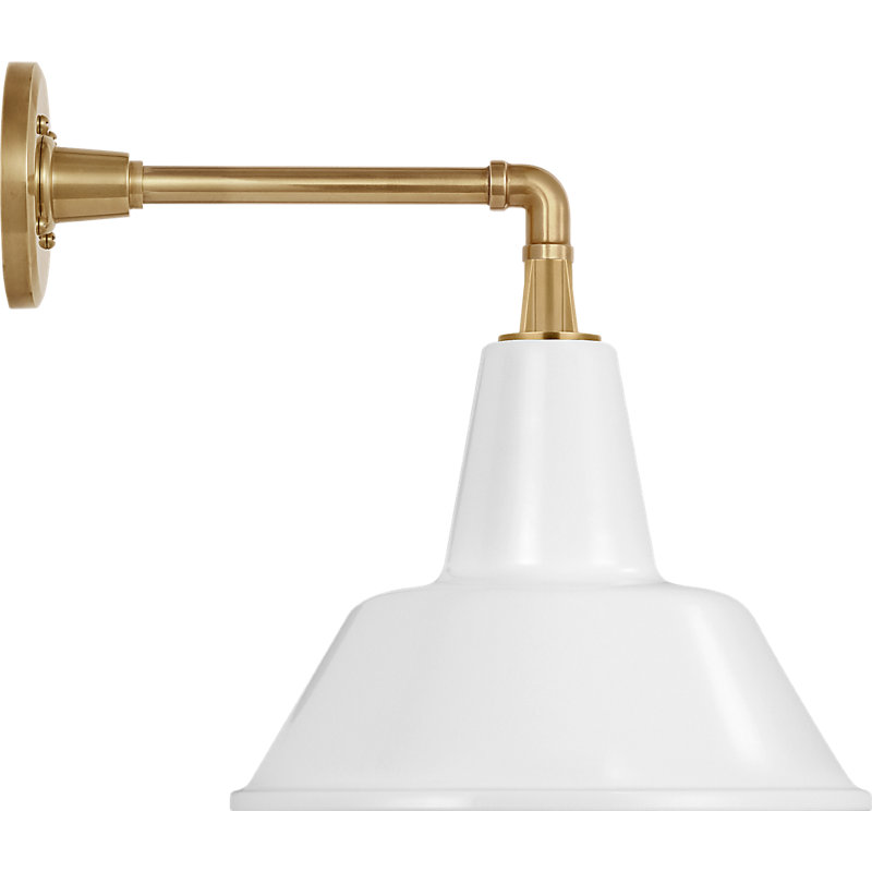 Thomas O'Brien 1 - Light Outdoor Barn Light, 14.5" H x 12.5" W x 16.5" D, Hand-Rubbed Antique Brass, White
