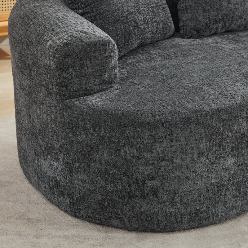 Comfortable Grey Chenille Sofas, Curved Small Loveseat For Home Use