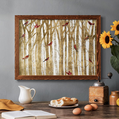 Red Bird Christmas Collection, peinture sur toile encadrée