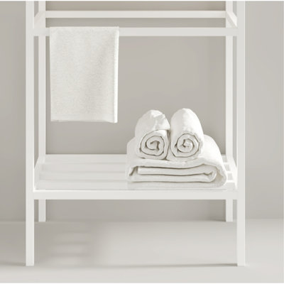 24'' Freestanding Bathroom Iron Shelves, White - Equipped With Storage Shelf And Towel Rack Smooth Surface For Easy Maintenance Shelves Without Basin In & Attractive Daily Cleaning