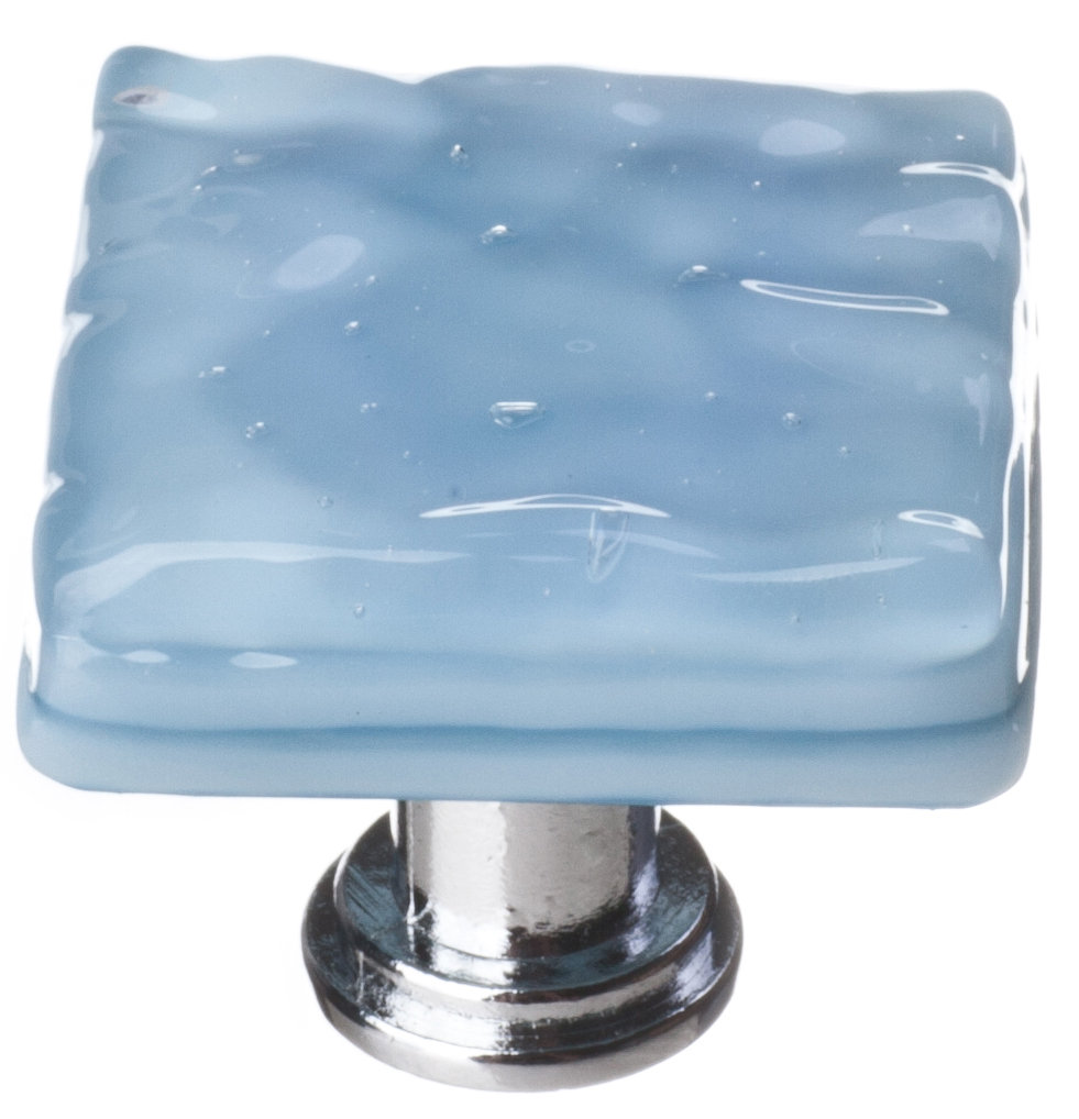 Glacier Square Cabinet Knob, Polished Chrome, Powder Blue, Square 