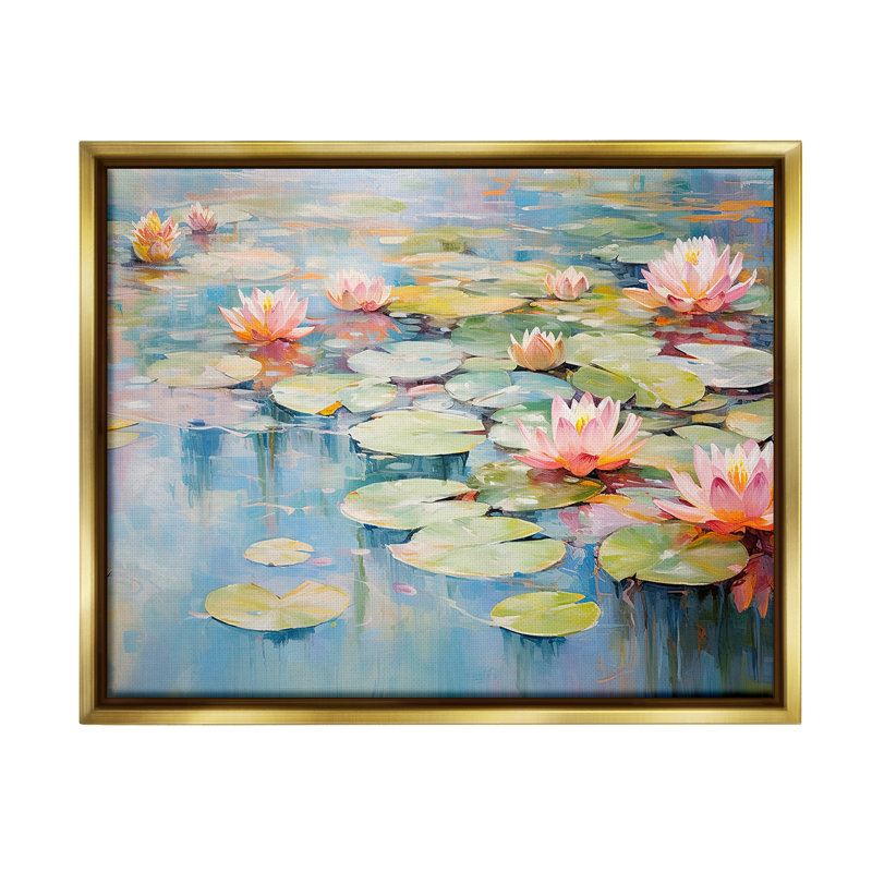 «Modern Lily Pad Paint Floater Frame» par Gina Kelly sur, Cadre flottant métallique doré, H 17 po x l 21 po