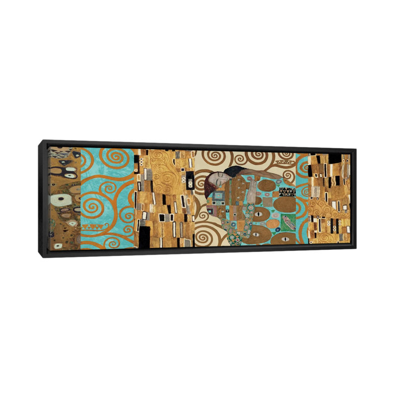 « klimt, 150 anniversaire i » par gustav klimt,, impression sur toile tendue, H 12 po x l 36 po x P 1,5 po, Cadre noir