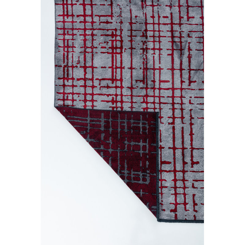 Rapture Red/Gray Abstract Luxury Area Rug, Rectangle 7'10" x 11'2"
