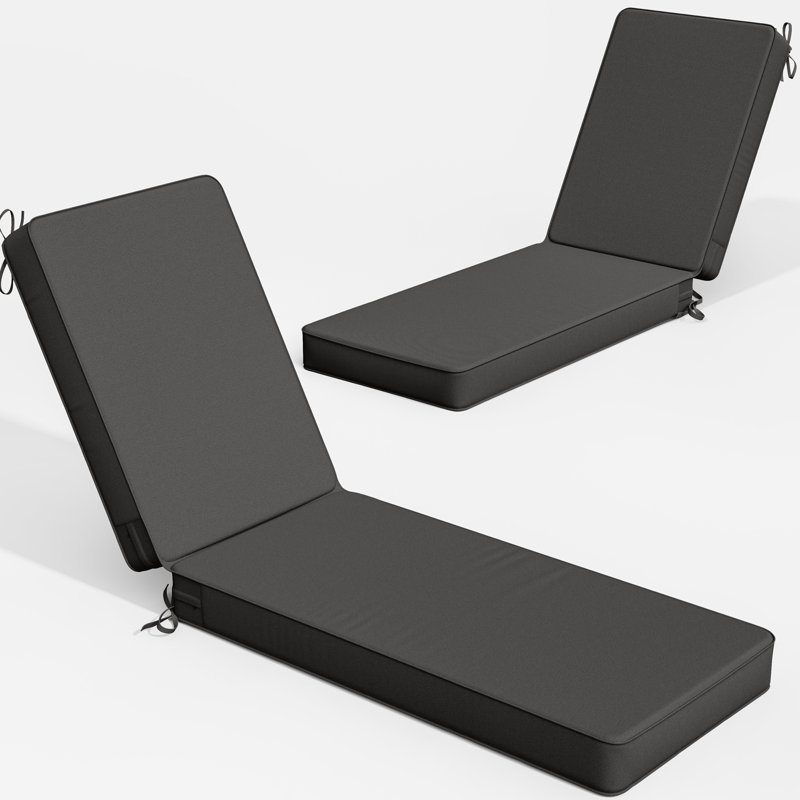 Coussins de chaise longue d'extérieur 4 po l 26 po x L 80 po, 2, L 26 po x P 80 po, Noir