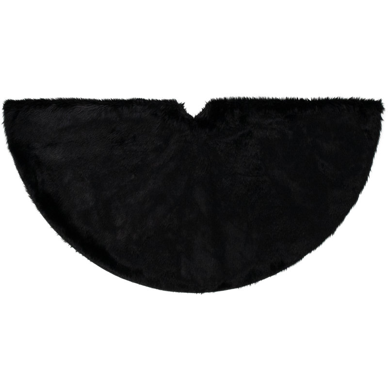 Luxurious Black Faux Fur 48" Christmas Tree Skirt