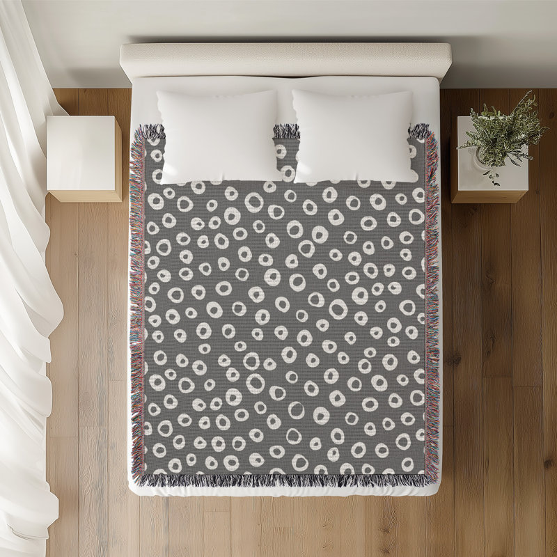 Jeté en coton Tanta, Gris, 60 x 60