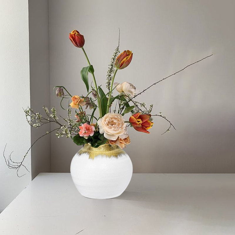 Vase à fleurs en céramique, vase Boho, vase à fleurs décoratif pour la maison, Blanc