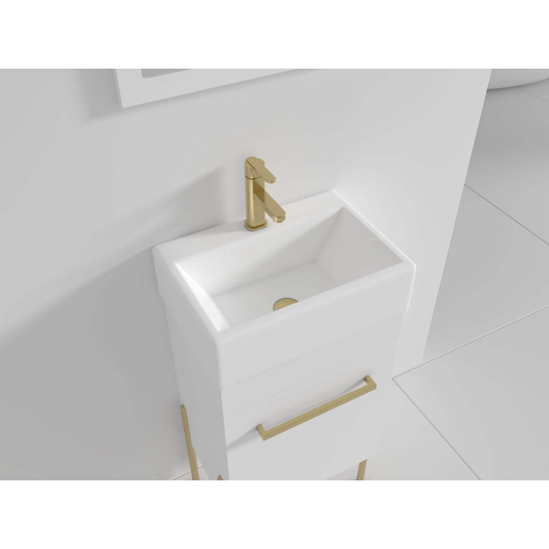 Meuble-lavabo simple 17 po Taft Avenue, Marbre noir, Laiton satiné