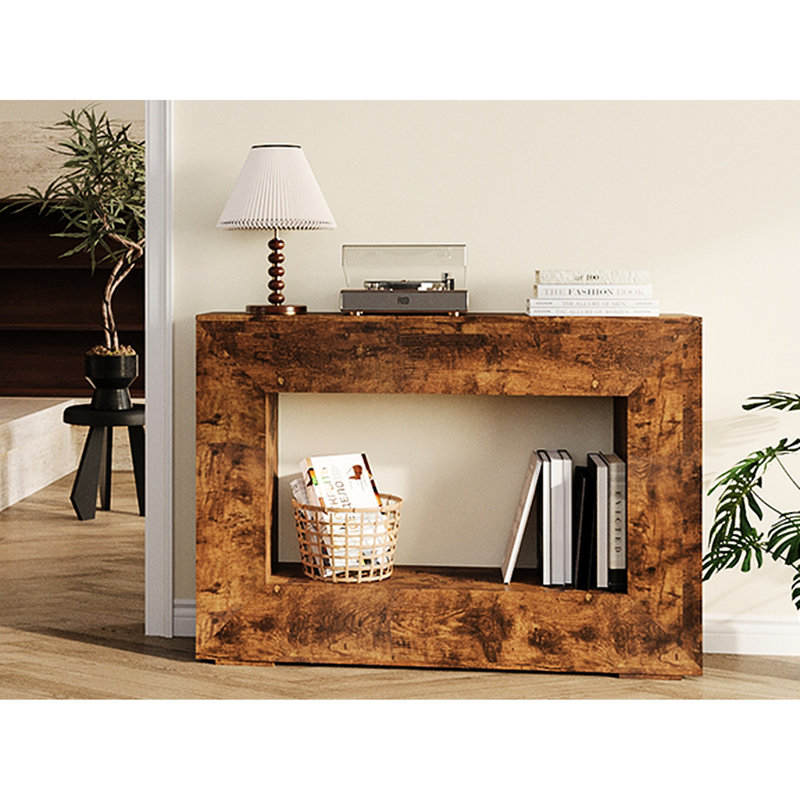 Table d'appoint de 47,2 po, table d'entrée avec rangement, charme rustique, emplacement polyvalent, console de rangement de 47 po pour le couloir, le salon, l'entrée, style simple brun foncé, espace généreux,