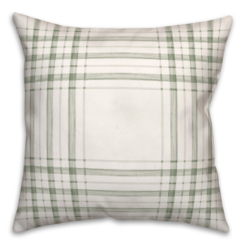 Plaid Outdoor Throw Pillow, 20" x 20", Green