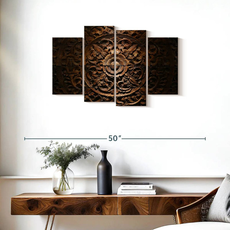 Senne Carved Wood Florals, 22" H x 36" W