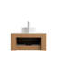 Meuble-lavabo flottant de 30 po avec lavabo en céramique blanc, plateau en pierre frittée et armoire de rangement en contreplaqué, finition grain de bois naturel