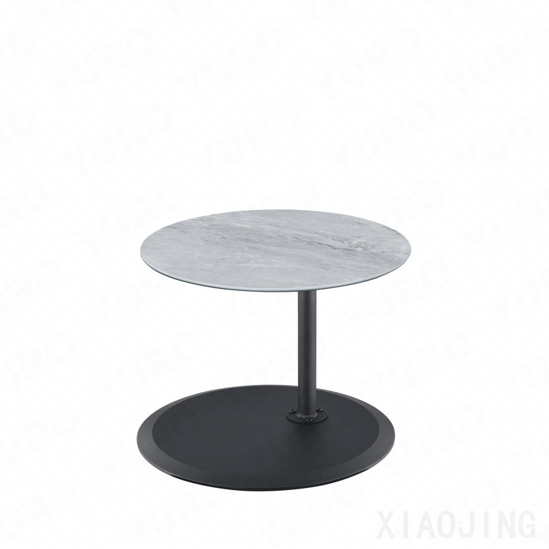 Table de bout de 15,5 po avec plateau texturé en marbre gris réglable en hauteur
