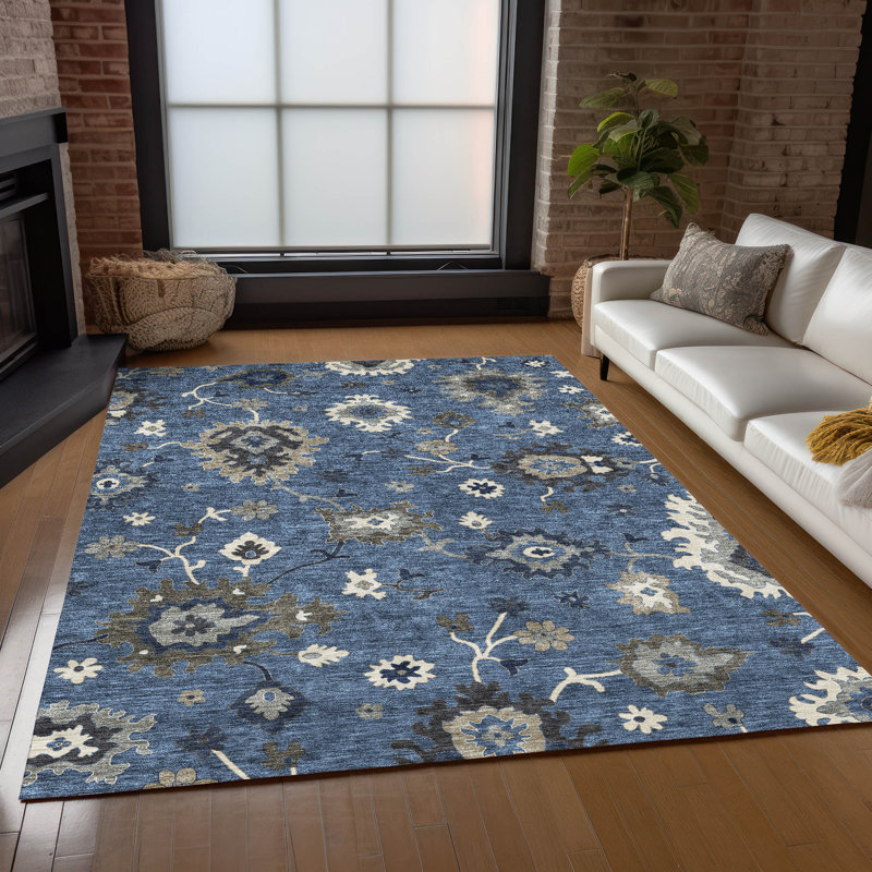 Tapis bleu intérieur / extérieur Lummus, Rectangulaire 3 pi x 5 pi